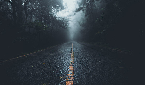 The road into the forest in the rainy season